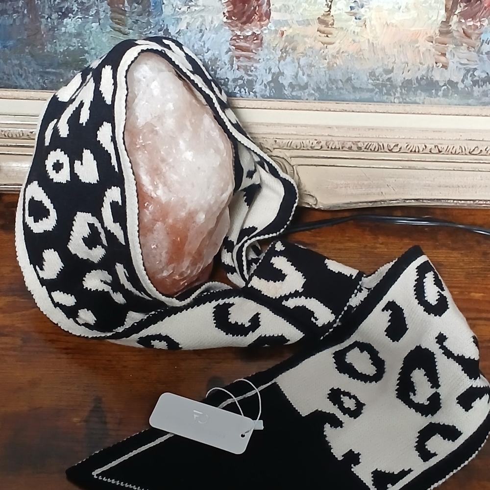 Leopard Print Black and Cream Scarf
